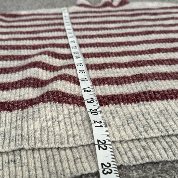 American Eagle Outfitter Stripe Wine Read and Light Brown Sweater Size Medium - Picture 6 of 12